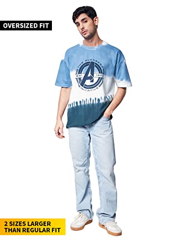 Image of The Souled Store| Official Marvel: Avengers Initiative (Tie Dye) Mens and Boys T-Shirts |Half Sleeve| Oversized fit Graphic Printed| 100% Cotton Multicolored Oversized T-Shirts