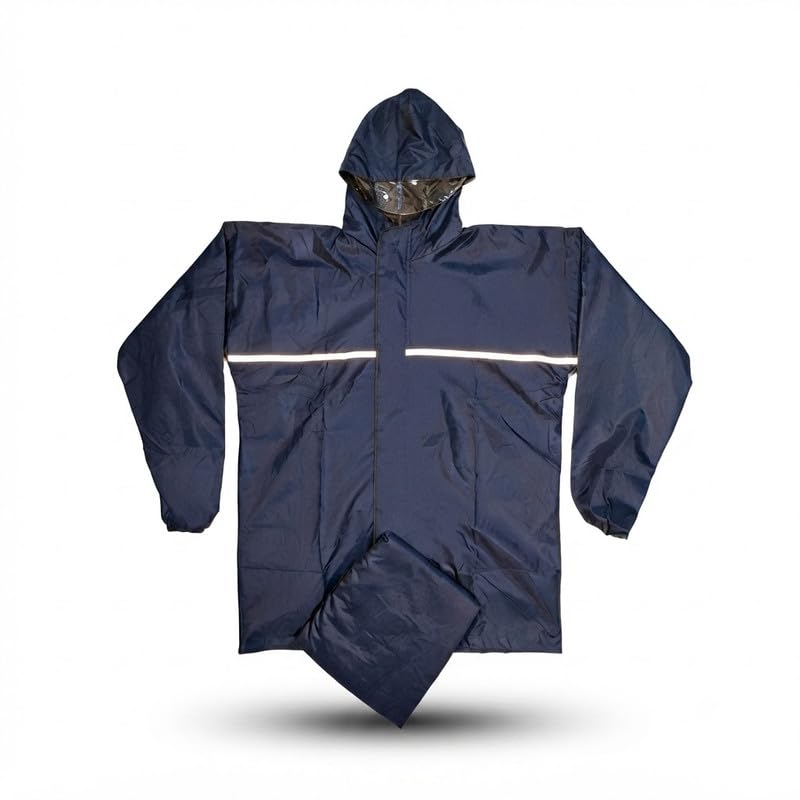 elevea 𝟏 𝐘𝐞𝐚𝐫 𝐖𝐚𝐫𝐫𝐚𝐧𝐭𝐲 Waterproof Hooded Rain Suit for Men & Women, Heavy Duty Polyester Jacket & Pant Set with Reflective Safety Strips for Motorcycle Riding-picture-10