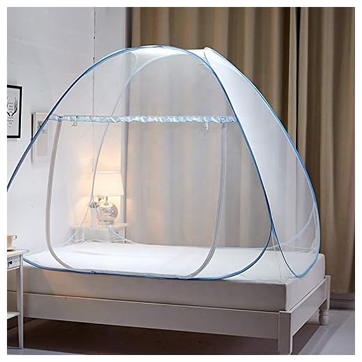GALOPPIA Foldable Mosquito Net /Machhardani - Single Bed Bed Size 200 cm (6ft) X 120 cm (4ft) X 140 cm (Blue)