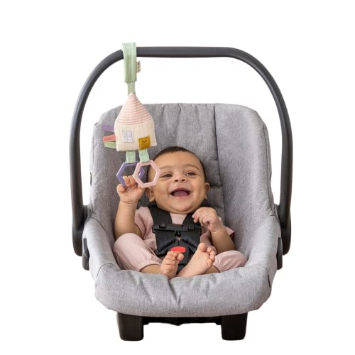 Image of Itzy Ritzy Bitzy Bespoke Jingle Travel Toy for Stroller, Car Seat or Activity Gym; Features Jingle Sound, Hexagon Rings and Adjustable Attachment Loop, Pastel Cottage (JIN8498)