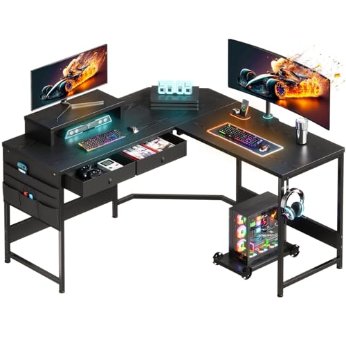 ゲーミングデスク パソコンデスク 机 l字デスク 125cm x 125cm ゲーミングテーブル pcデスク収納袋付き学習机 computer desk 作業机 gaming desk 引き出し付きデスク Kい