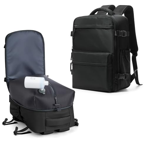 Vacuum Seal Backpack for Clothing Travel with Air Pump Waterproof Laptop Carry On Backpack Personal item Travel Essentials Compression Space Saver Bags Storage with Vacuum System Women Black