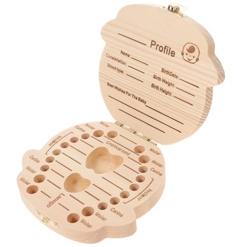 Happyyami Tooth Case Wooden Keepsake Box for Boys Cartoon Design Storage for Newborn Teeth Easy to Clean Compact and Lightweight