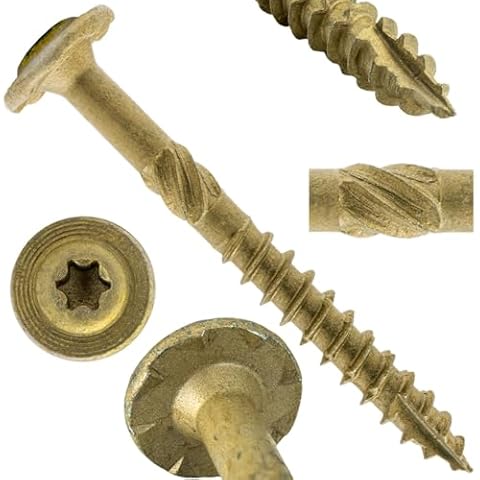 Jake Sales #15 x 2-1/2" Construction Lag Screw Exterior Coated Torx/Star Drive Heavy Duty Structural Lag Screw Far Superior to Common Lag Screws (100 Screw Count) Modified Truss Washer Head Cover