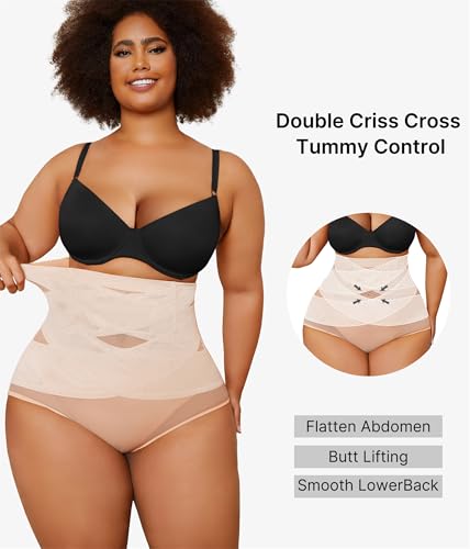 Image of Nebility Plus Size Shapewear for Women Tummy Control Butt Lifting Panties Hi- Waist Trainer Body Shaper Short Belly Underwear
