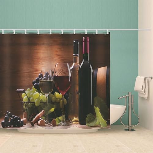 Rideau de douche lavable imperméable marron en polyester avec anneaux - 4