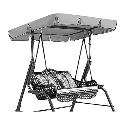 DHSM Universal Replacement Canopy for Garden Swing Seats 3 Seater, Waterproof Rainproof Swing Canopy Seat Top Cover, Cover Patio Hammock Cover Top Garden Outdoor - UV Protection (195x125cm) Cover