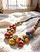 Magitaco Beaded Necklace for Women Men - Ceramic Handcrafted Boho Hippie Statement Jewelry, Colorful Chunky Beads, Adjustable Strand Fashion Bib Choker, Vintage Style Artisanal Gift, MultiColor4