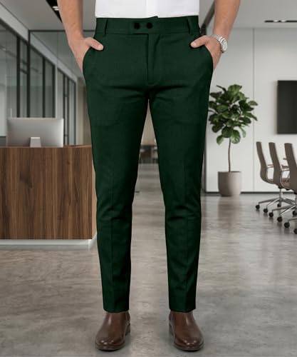 Image of Mehrang Men's Stretchable Stretchable Formal Pant Trousers | Stylish Slim Fit Men's Wear Trousers for Office or Party | Polycotton Knitted Fabric