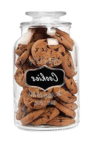 GRACIOUS MART - Glass Canister Set for Kitchen or Bathroom, Apothecary Glass Food Storage Jars with Airtight Lid & Chalkboard Labels,Cookie & Candy Jars - | Pack Of 1 (B08RWDZR7Y) Amazon Price History, Amazon Price Tracker