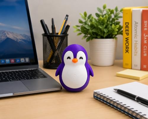 Image of Penguin Roly-Poly Toy, Wobble and Tumble Stress Relief Fidget, Fun Desk Toy for Kids and Adults (Royal purpal)