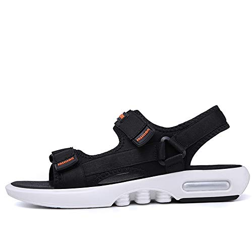 Xingyue Aile Slippers & Sandalen Zomer Outdoor Ademende Strand Sandalen Voor Mannen, Open teen Mode Wandelen Wandelen Vlakke Sandalen Doek Haak & Loop Band Anti-Slip Schoenen ( Kleur: Zwart , Maat : 40 EU ) - Afbeelding 3