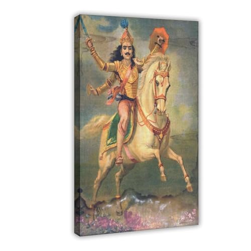 Tableau Kalki Avatar Raja Ravi Varma déco salon bureau 40x61cm