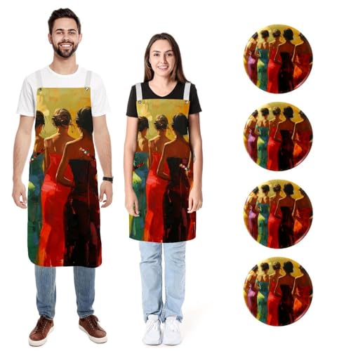 Tablier de cuisine en lin lot de 2 haut de gamme tailles M et L