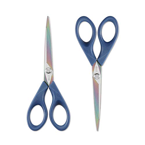 LIVINGO Scissors 7 inch Multipurpose Titanium Scissors Bulk 2 Pack, Left/Right Handed, Forged Stainless Steel Sharp Blade Shears for Home Offce School Student Sewing Fabric Craft Supplies