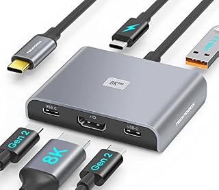 TECHTOBOX USB-C Hub with 8K HDMI Port,2 USB-C Gen2 and USB 3.1 10Gbps Data Port,100W PD,5-in-1 USB Type C Hub Multiport Adapter for MacBook Pro/Air,iPad,Surface Pro,Chromebook and More