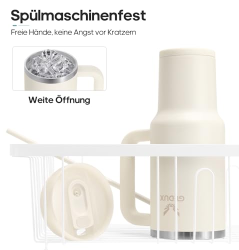 Image of Drinking Bottle with Straw, 1.2 L Thermal Mug with Handle, Leak-Proof