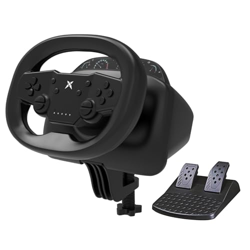 DOYO Gaming Steering Wheel with Pedal, 270° PC Racing Wheel with Dual-Vibration Motors, Wireless Bluetooth Steering Wheel for PC, PS4, Switch, PS3, IOS, Android Racing Games