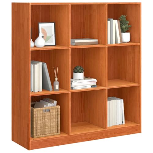 Tomostar Bibliothèque, Etagère de Rangement Cube Étagère à Livres Brun Cire 104 x 33 x 110 cm Pin Massif