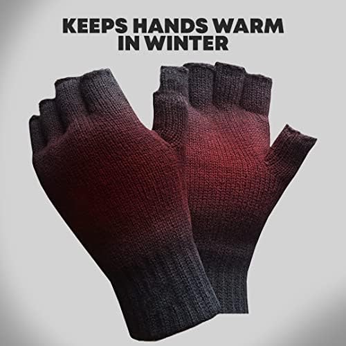 DOVORTEX fingerless gloves for men and women winter knitted mens
