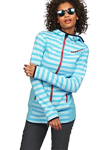 Preisvergleich Produktbild KangaROOS Damen Long Strickjacke Strickfleece Blockstreifen (Blau, 36 / 38)