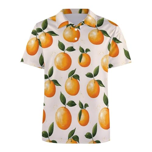Polo de golf pour homme imprimé orange à manches courtes coupe sèche - 5