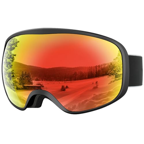 [RIOROO] スキーゴーグル スノーボードゴーグル OTGメガネ対応 広視野 球面レンズ 100% UVカット 曇り止め 防風/防雪 柔軟 耐衝撃 メンズ レディース 大人 ユース