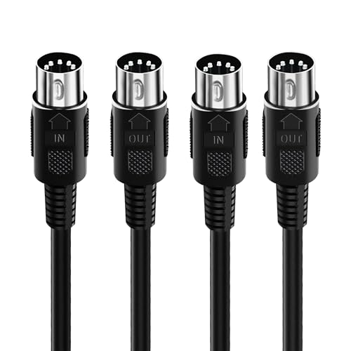 2-pack 33 ft midi cable male to male 5-pin midi cable for midi keyboard electronic piano electronic drum