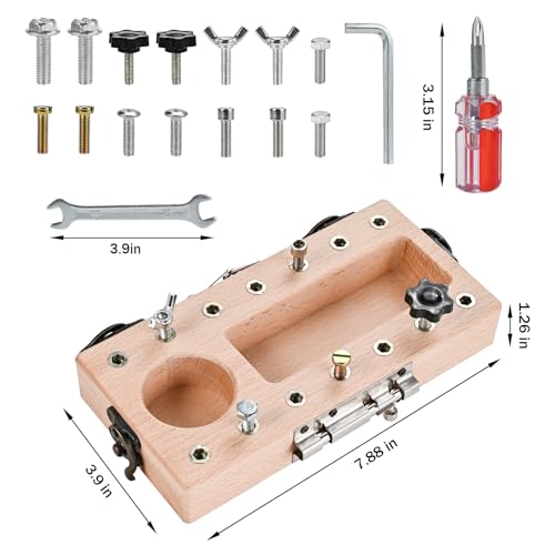 Wooderma Brinquedos crianças 3 4 5 anos ferramentas brinquedo, brinquedos Montessori Busy Board, jogo ferramentas crianças, chaves de fenda brinquedos educativos, presente menina e criança, brinquedos