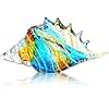 QFkris Hand Blown Glass Conch Shell Figurines, 9.6" Glass Art Seashell Statue Crystal Sea Shells Sculpture for Ocean Beach Coastal Decor Home Decorations Nautical Centerpiece Valentines Day Gift