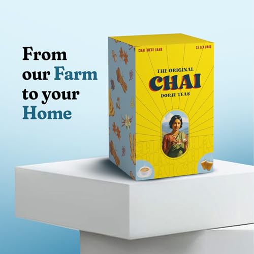Image of Dorje Teas The Original Chai | 15 Pyramid Teabags (Pack of 1) | Organic Garden Fresh CTC Black Tea | Creamy & Aromatic Kadak Doodh Chai | No Artificial Flavours | 15 Cups