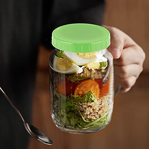 Actaday 8 Pcs Black Plastic Mason Jar Lids Canning Jar Lids Leak-Proof Storage Cap Compatible With Silicone Mason Jars, Canning Lids 86Mm (Wide Mouth) - With Silicone Ring #TOP2