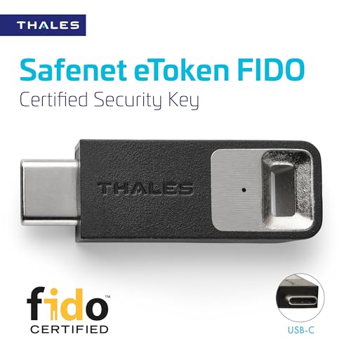 Thales – Clé de Sécurité SafeNet eToken FIDO – USB-C – Résistante aux Attaques de Hameçonnage - Authentification sans Mot de Passe pour Les Applications Web, Ordinateurs Portables et de Bureau - 50
