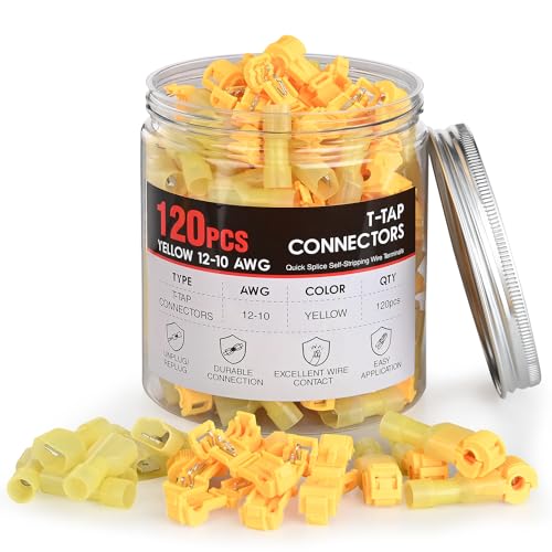 Nilight 120PCS/60Pairs Yellow T-Tap Quick Splice Disconnect Wire Terminal