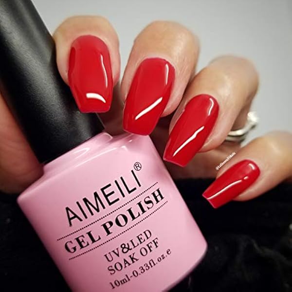 AIMEILI Soak Off UV LED Полупостоянный гель-лак для ногтей, красный — Pillar Box Red (064), 10 мл
