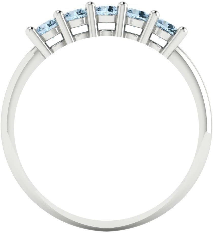 Clara Pucci 14K White Gold Stacking Vintage Natural Sky Blue Topaz Eternity Wedding Band (0.35 cttw)