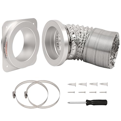 FIRRAX Magnetic Dryer Vent Coupling DV180 Dryer Vent Connector Kit with Self-Aligning Magnets, Airtight Seal Easy to Clean 3.2ft 4-Inch Flexible Hose for Laundry Nook & Rental Home