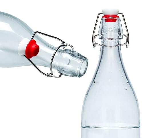Danmu Art 6PCS Glass Bottles with Swing Top - Airtight Preserve Bottles for Home Brewing Oil Vinegar Beer Wine Cider Soda - 1000ML/35oz - Image 2