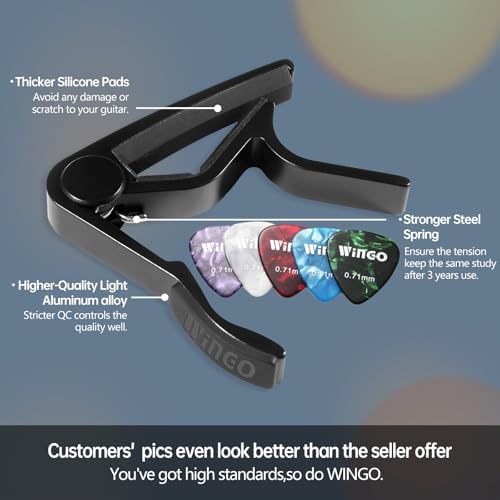 WINGO Guitar Capo and Foldable Wooden Guitar Stand Bundle for Acoustic and Electric Guitars Ukulele. image 4