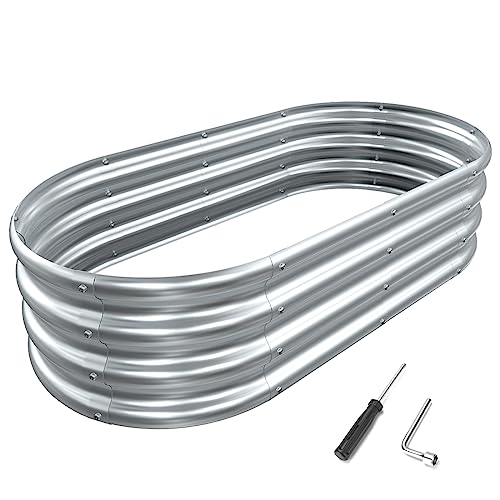 Mofeez Galvanized Raised Garden Bed Kit, 4X2X1 Ft Galvanized Planter Raised Beds, Oval Large Metal Raised Garden Beds Outdoor For Vegetables, Flowers, Herbs, And Fruits #TOP18