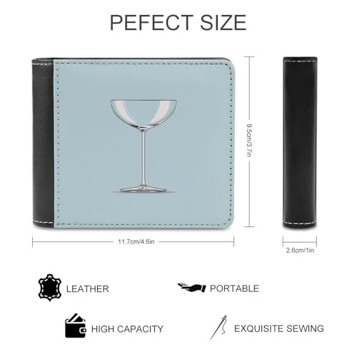 Glass Minimal on Blue Soft PU Leather Bifold Wallet, Coin Purse Credit Pass Case, Durable Card-Holder Slim Billfold for Men Woman Money Storage2