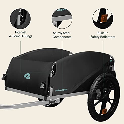 image for Retrospec Rover Hauler Bike Cargo Trailer - Foldable Frame with Weathe
