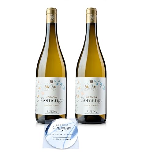 Vino Blanco Verdejo 2024 Ecológico D.O. Rueda – Pack 2 vino blanco + Incluye 2 láminas antigoteo - Verdejo DO Rueda - Caja regalo vinos blancos Bodegas Comenge