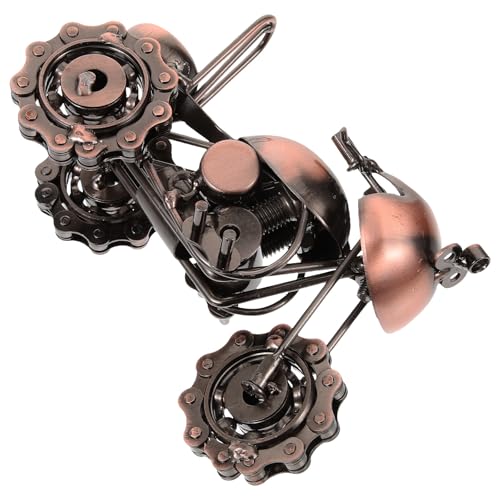 Petite moto artisanale en fer marron le cadeau rétro idéal pour passionnés