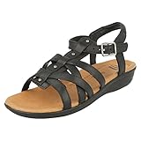 Clarks Manilla Bonita, Sandalias con Cuña Mujer, Negro (Black Leather), 39.5