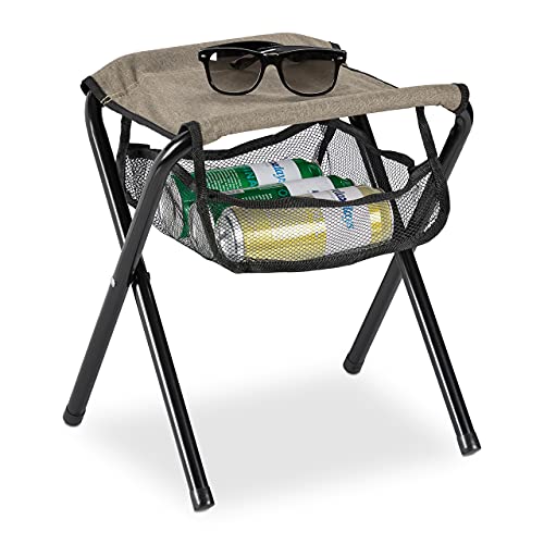 Tabouret pliant camping solide beige qui se range facilement dans votre sac