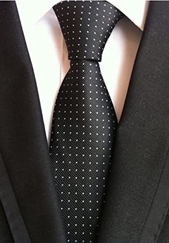 Men's Black Pin Dot Party Woven Ties Repp Elegant Banquet Formal Prom Uk Necktie #TOP1