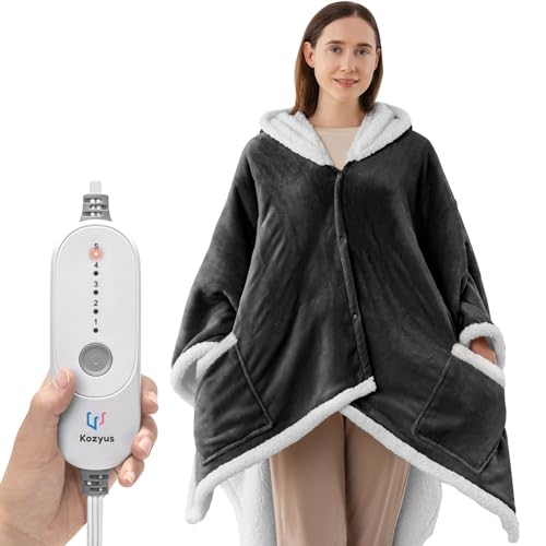 Kozyus Wearable Heated Throw Blanket, Heated Shawl Electric Wrap Poncho