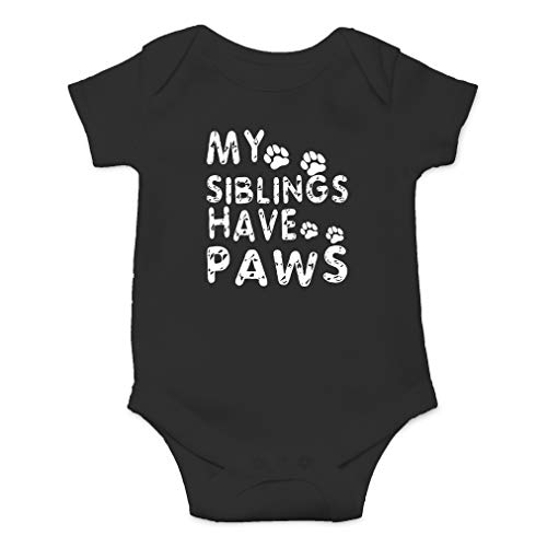 Image of AW Fashions My Siblings Have Paws Baby Bodysuit Cute Newborn Girl Outfits Coming Home Outfit Boy Romper