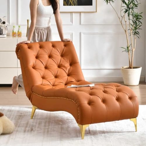 Image of Lazy Couch and Reclining Sofa /Recliner Chaise Longue /Fabric recliners /for Bedroom /Living Room /Office Reception Recliner Lounge Sofa and Armchair (Brown Letherette)